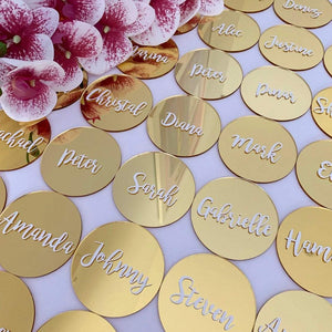 Acrylic Round Place Card - Gold Mirror