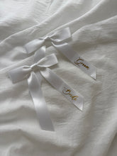 Load image into Gallery viewer, Personalised Printed Ribbon Favours – Pre-Tied Silk Bows (all colours)