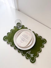 Load image into Gallery viewer, Personalised Scalloped Fabric Placemat
