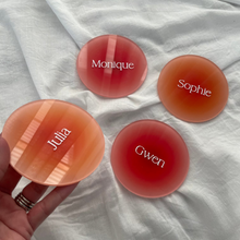 Load image into Gallery viewer, Acrylic Round Place Card - Orange &amp; Pink Ombre
