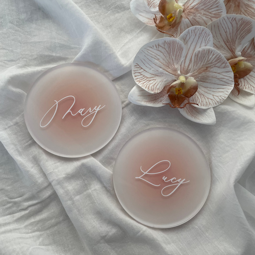 Acrylic Round Place Card - Pink Ombre