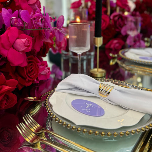 Acrylic Oval Place Card - Lilac