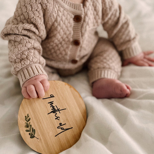 Wooden Baby Milestone Plaque - Months 1-12