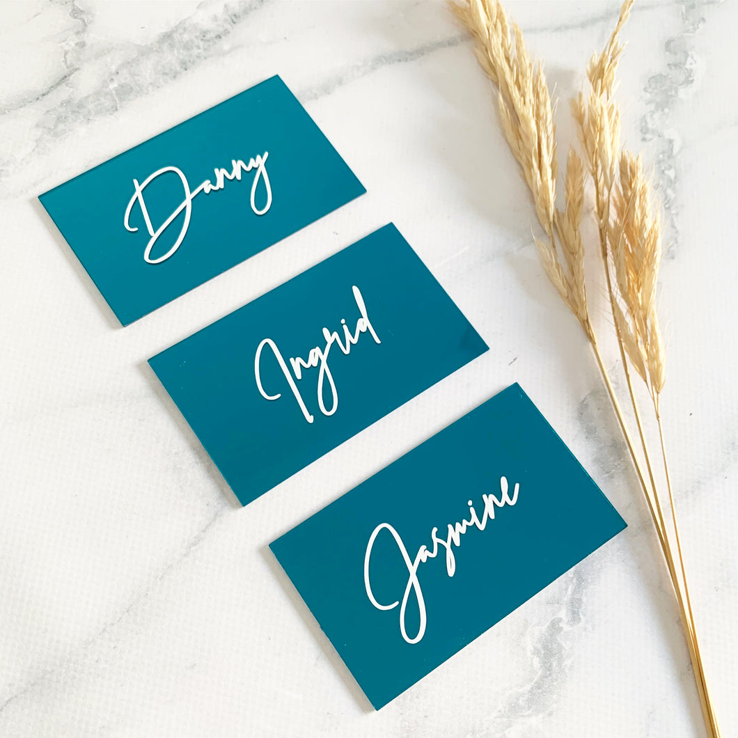 Acrylic Rectangle Place Cards - Emerald Green