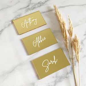 Acrylic Rectangle Place Cards - Gold Mirror