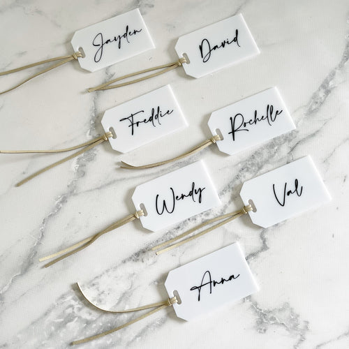 Acrylic Luggage Tags - White