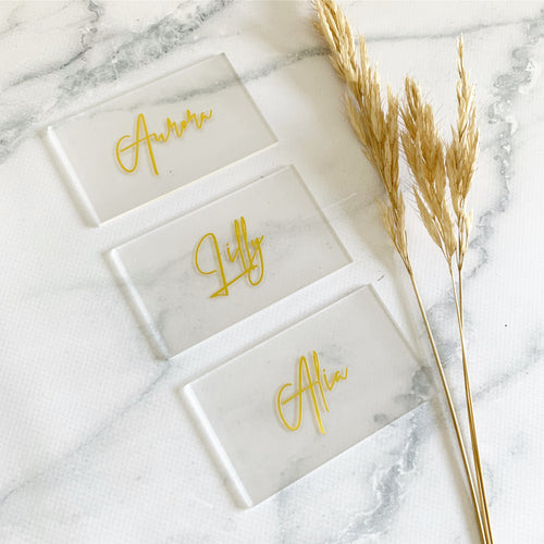 Acrylic Rectangle Place Cards - Clear Frost