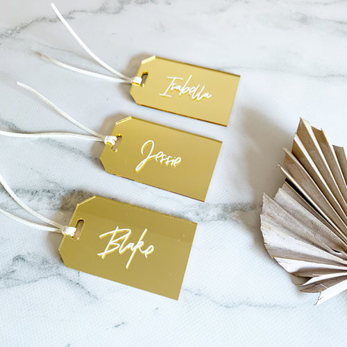 Acrylic Luggage Tags - Gold