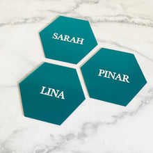 Load image into Gallery viewer, Acrylic Hexagon Place Cards - Emerald Green