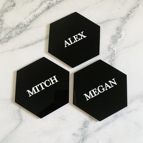 Acrylic Hexagon Place Cards - Black