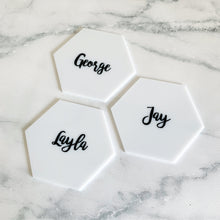 Load image into Gallery viewer, Acrylic Hexagon Place Cards - White