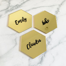 Load image into Gallery viewer, Acrylic Hexagon Place Cards - Gold Mirror