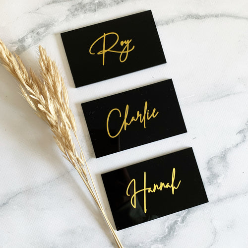 Acrylic Rectangle Place Cards - Black