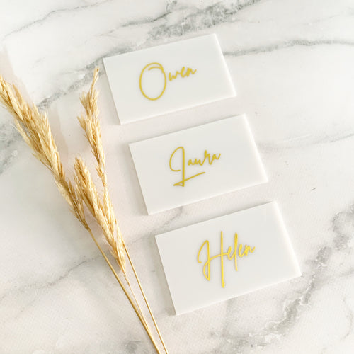 Acrylic Rectangle Place Cards - White