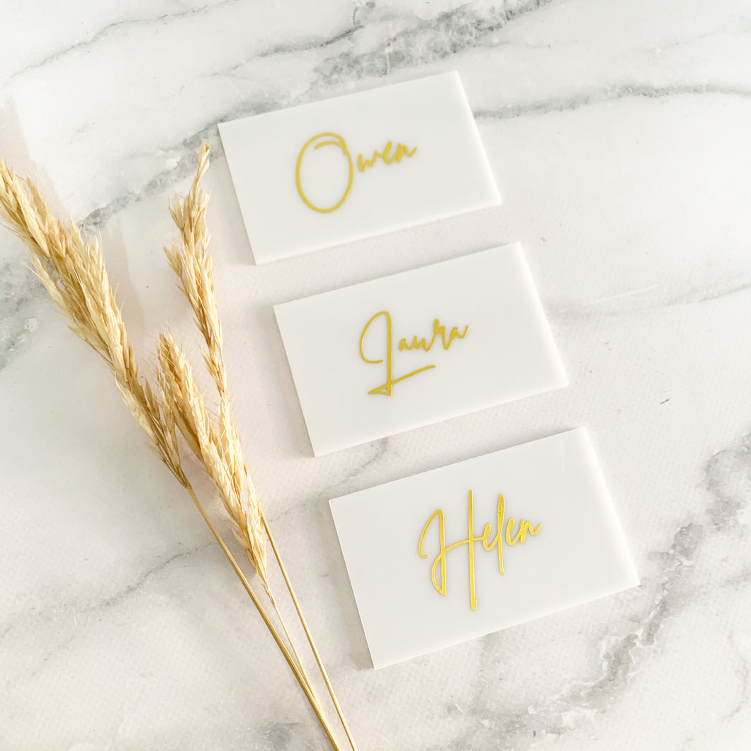 Acrylic Rectangle Place Cards - White