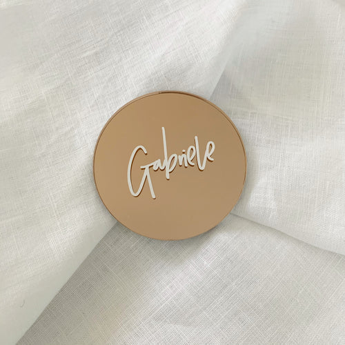 Acrylic Round Place Cards - Rose Gold Mirror