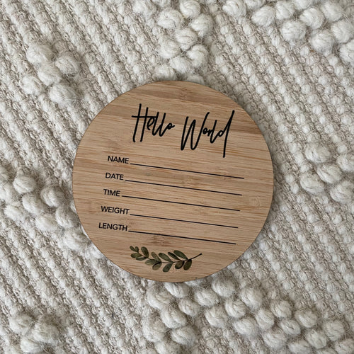 Wooden Baby Milestone Plaques - Hello World