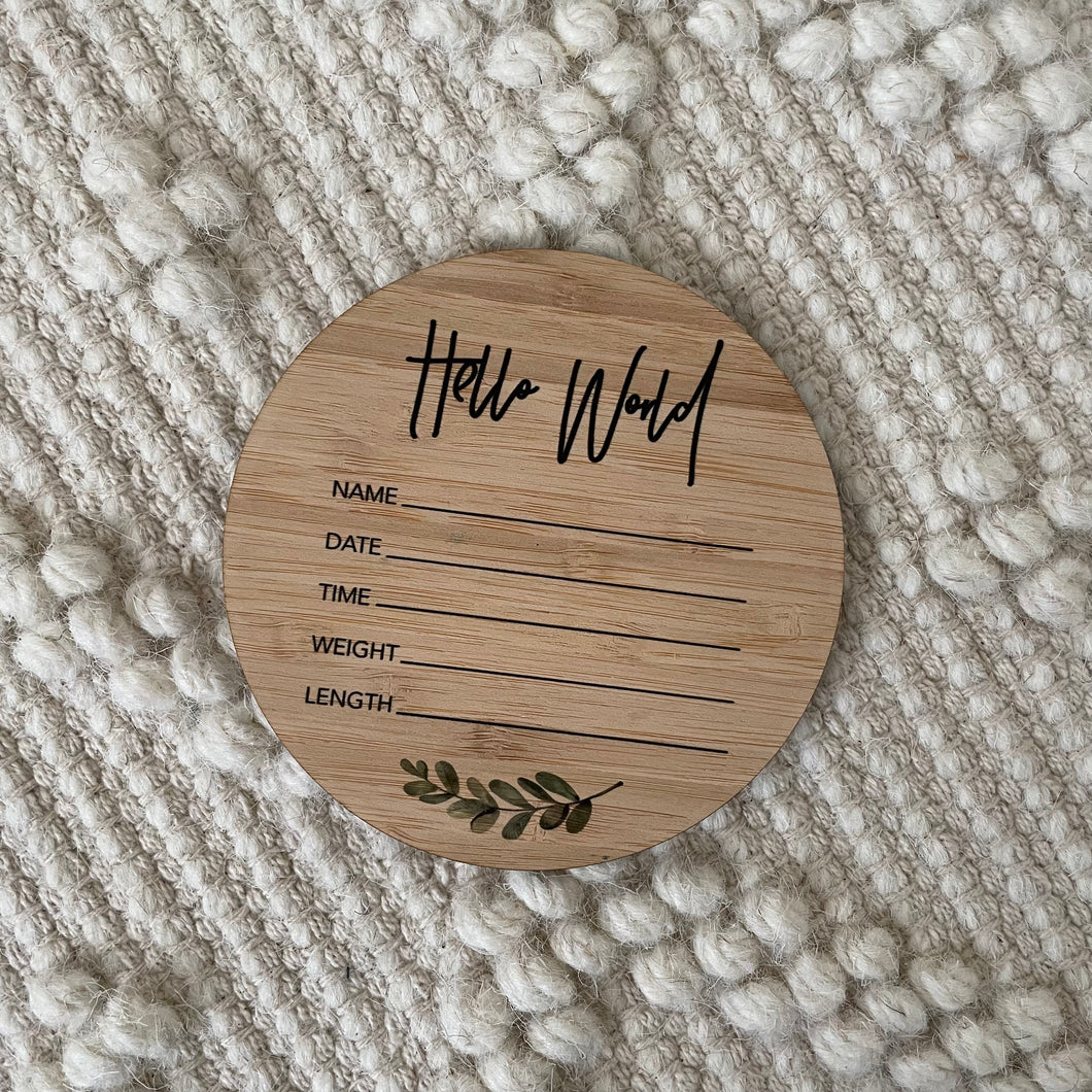 Wooden Baby Milestone Plaques - Hello World