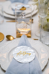Acrylic Round Pearl Place Cards - White